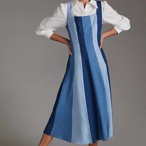 Farm Rio Colorblocked Denim Midi Dress - L - NWT